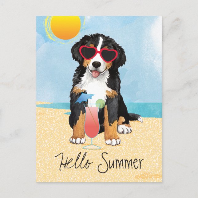 Summer Bernese Mountain Dog Postcard (Front)