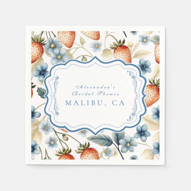 Summer Berry Love Bridal Shower Napkins (Front)