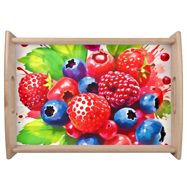 Summer Berry Splash Design Serving Tray (Front)