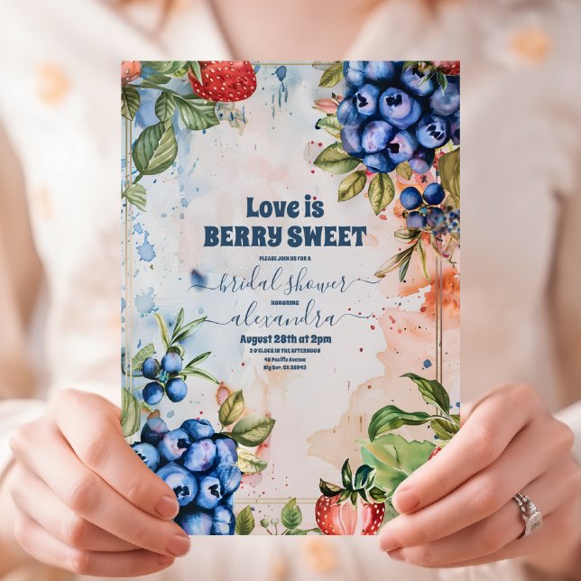 Summer Berry Sweet Strawberry Bridal Shower  Invitation (Creator Uploaded)