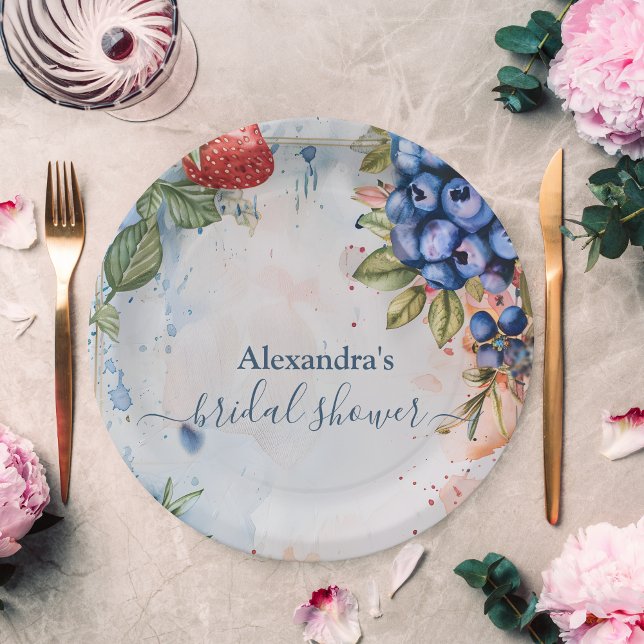 Summer Berry Sweet Strawberry Bridal Shower  Paper Plates (Creator Uploaded)