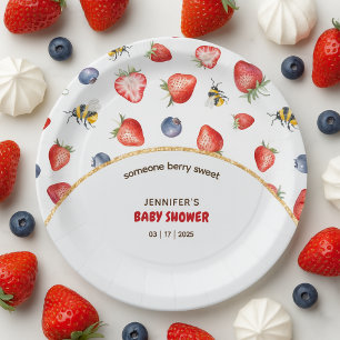 Summer Berry Sweet Watercolor Baby Shower Paper Plates