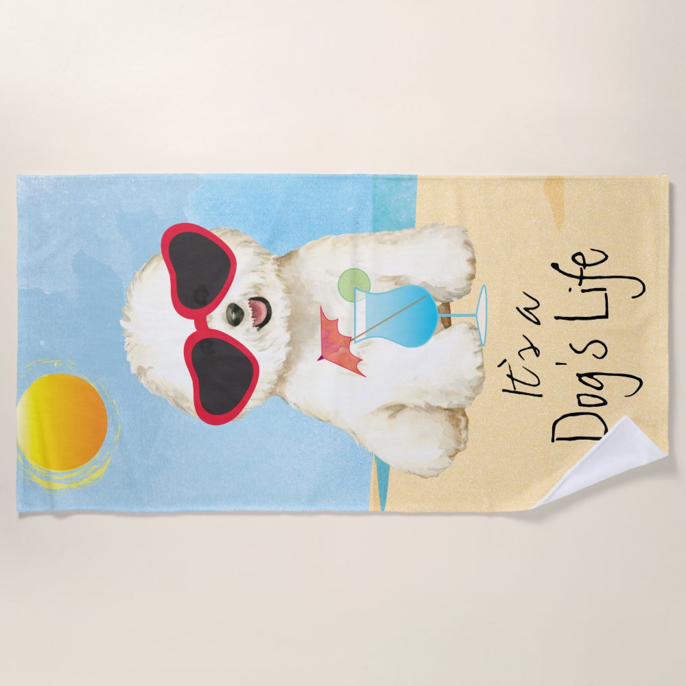 Discover Summer Bichon Frise Personalized Beach Towel