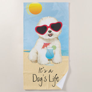 Summer Bichon Frise Beach Towel