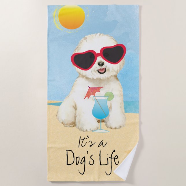 Summer Bichon Frise Beach Towel (Front)
