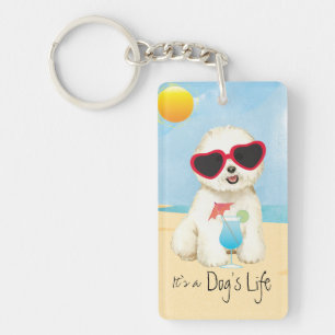 Summer Bichon Frise Keychain