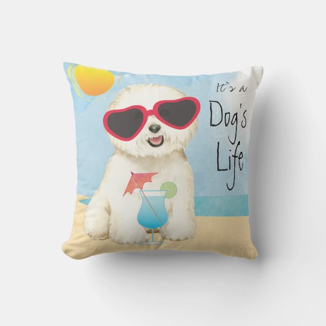 Summer Bichon Frise Outdoor Pillow (Front)