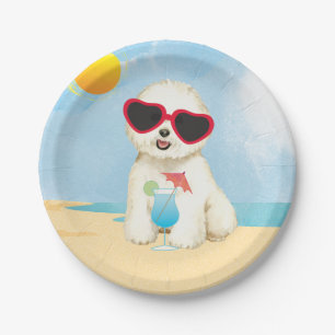 Summer Bichon Frise Paper Plates