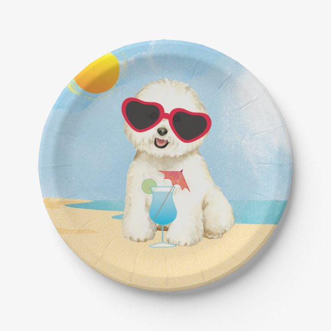 Summer Bichon Frise Paper Plates (Front)