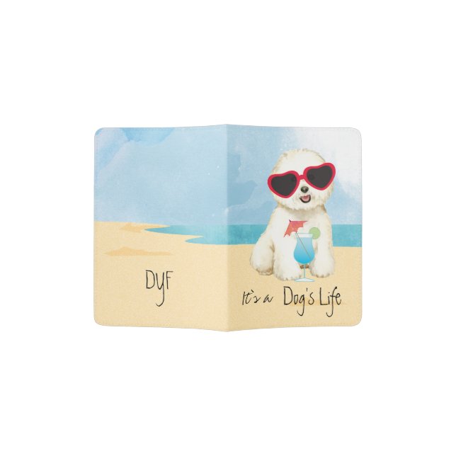 Summer Bichon Frise Passport Holder (Opened)