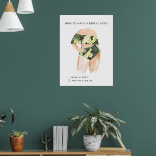 Summer Bikini Body Watercolor Illustration Poster