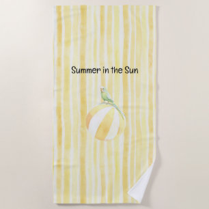 Summer Bird in the Sun Yellow Beach Ball Towel