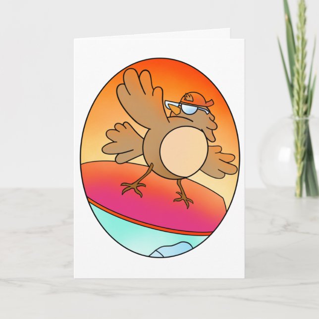 Summer Bird Surfer Card (Front)