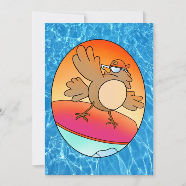 Summer Bird Surfer Card (Front)