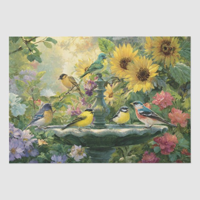 Summer Birdbath Gathering Tissue Paper (Front)
