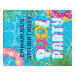 Summer Birthday Favor Tropical Pool Party Jigsaw P Puzzle