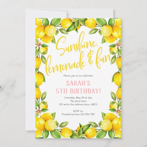 Summer birthday, lemon, girl birthday
