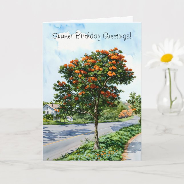 Summer Birthday Nostalgic Flowers Greeting Card (Small Plant)