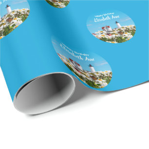 Summer Birthday Nubble Maine Lighthouse Wrapping Paper