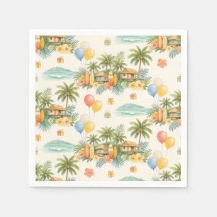 Summer Birthday Palm Trees Vintage Surfboards Napkins