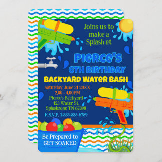 Summer Birthday Party Backyard Water Bash Party Invitation