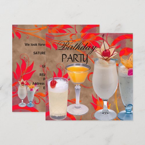 Summer Birthday Party Cocktails Tropical Announcements