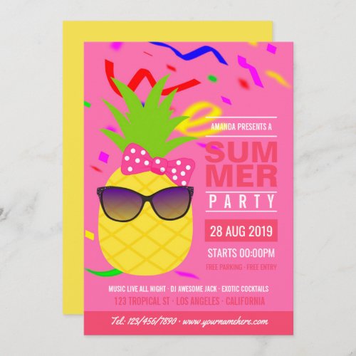 Summer Birthday Pineapple Invitation