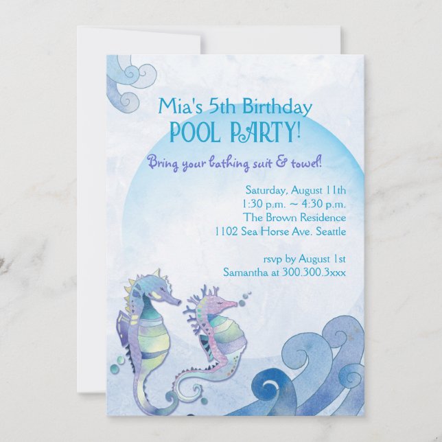 Summer Birthday Pool Party Invitation (Front)