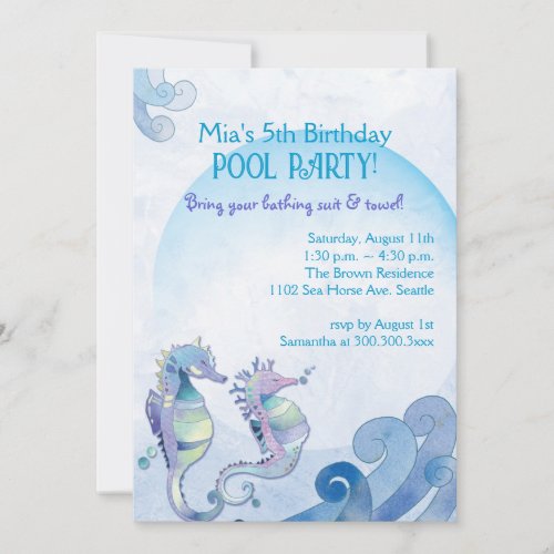 Summer Birthday Pool Party Invitations