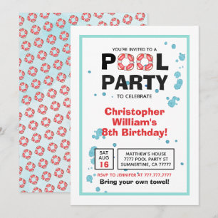 Summer Birthday Pool Party Invitation