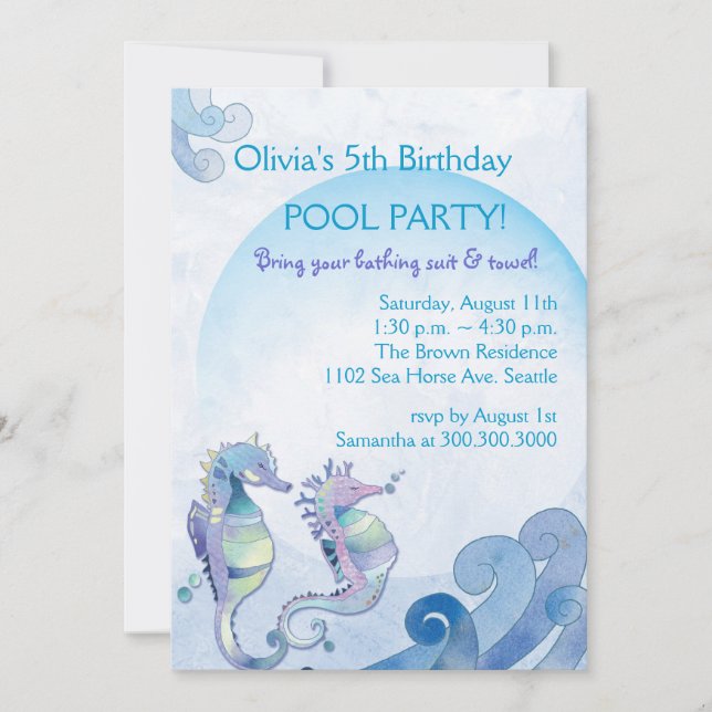 Summer Birthday Pool Party Invitation (Front)
