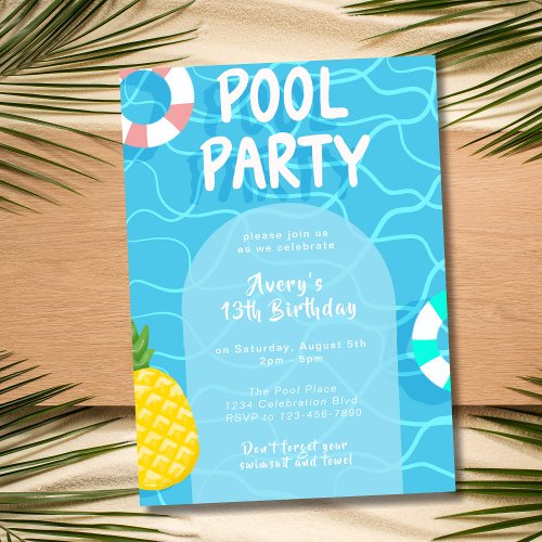 Summer Birthday Pool Party Invitation