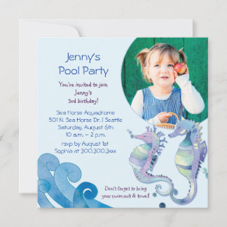 Summer Birthday Pool Party Photo Invitation