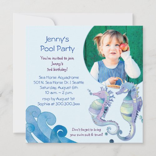 Summer Pool Party | Photo Birthday Party Invites