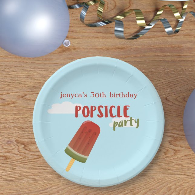 Summer Birthday Popsicle Party Paper Plates (Fun popiscle themed paper plate for any age! Just add your name)