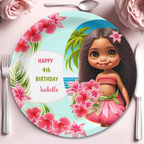 Summer Birthday Tropical Colorful Beach Party Girl Paper Plates