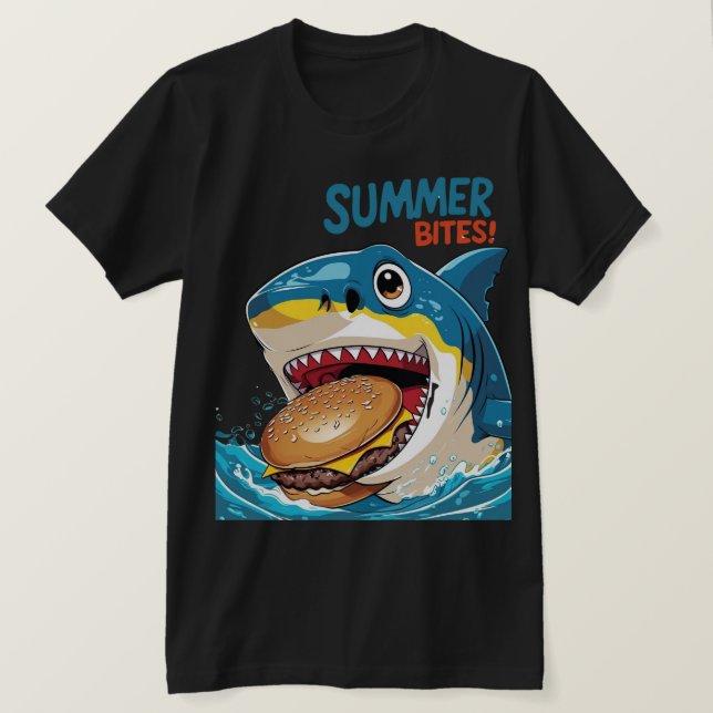 Summer Bites – Shark Blue T-Shirt (Design Front)