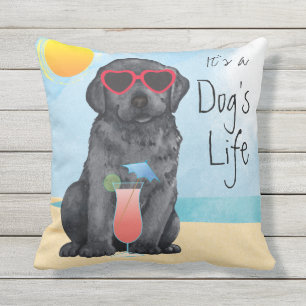 Summer Black Lab Outdoor Pillow