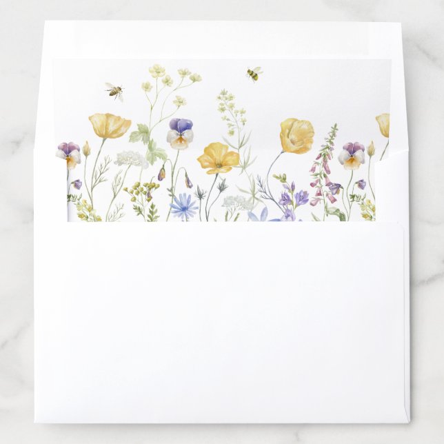 Summer bliss, watercolor meadow  envelope liner (In Envelope)