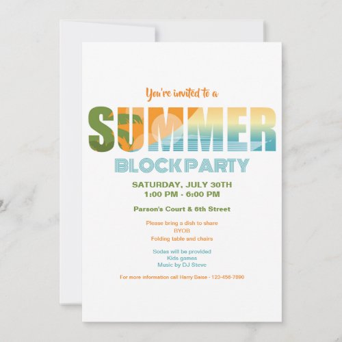 Summer Block Party Invitation