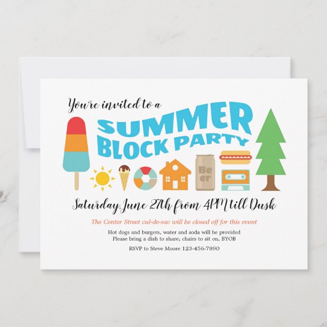 Summer Block Party Invitation (Front)