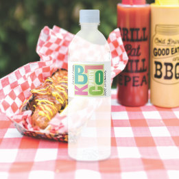 Summer Block Party Retro Type Neighborhood Event Water Bottle Label
