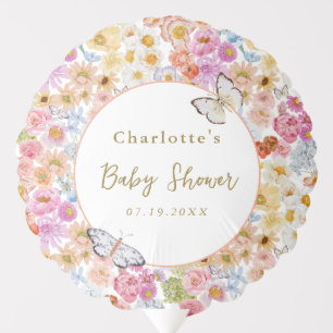 Summer Bloom Floral Butterfly Baby Shower Custom Balloon