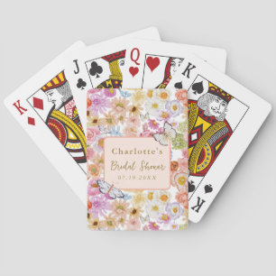 Summer Bloom Floral Butterfly Bridal Shower Custom Poker Cards