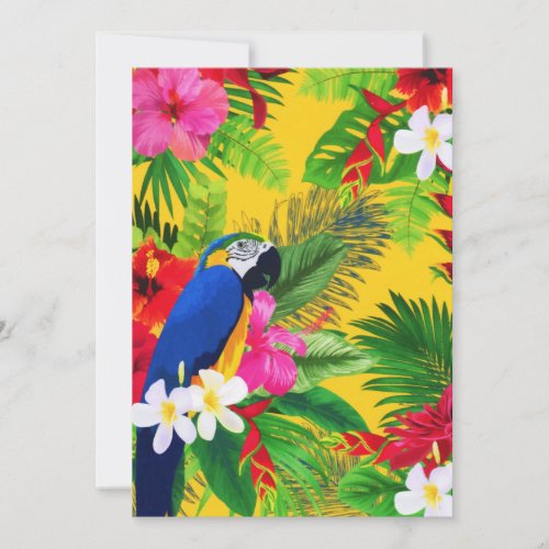 Summer Bloom Tropical Toucan Leaves Watercolor Announcement