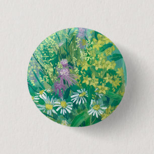Summer Bloom Wildflowers Meadow Flowers Floral Art Button