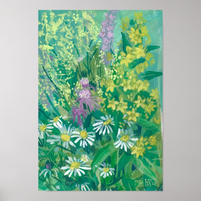 Summer Bloom Wildflowers Meadow Flowers Floral Art Poster (Front)
