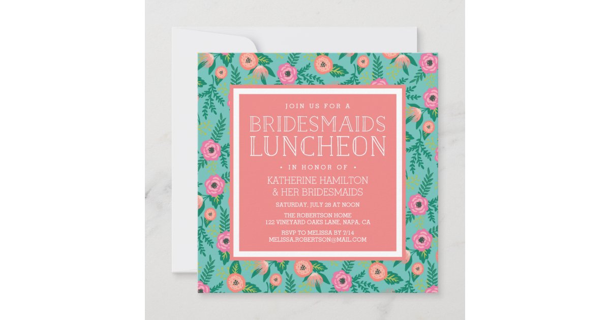 Summer Blooms Bridesmaids Luncheon Invitation | Zazzle