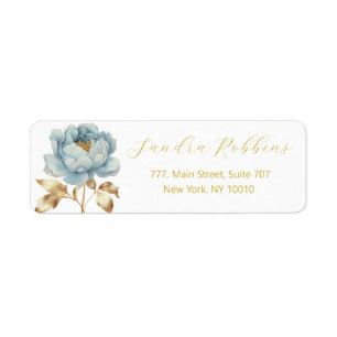 Summer blue and golden flowers label