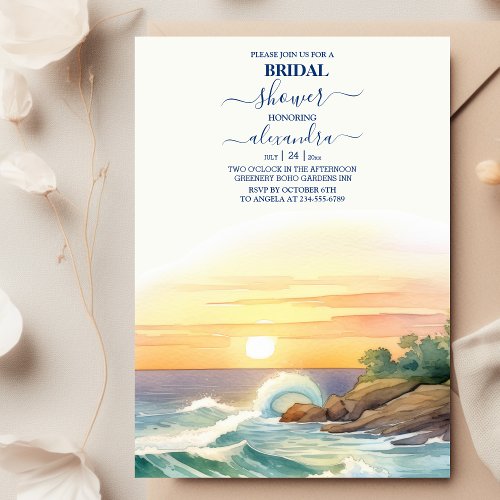 Summer Blue Beach  Bridal Shower Invitation